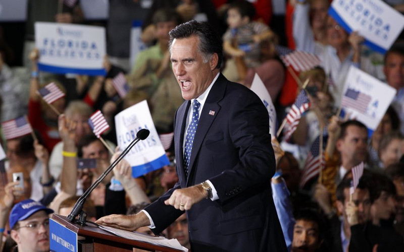 羅姆尼(Mitt Romney)在佛羅里達州取得共和黨總統初選勝利，讓他有機會擊敗眾多對手贏得黨內提名，成為挑戰歐巴馬總統的人選。圖片來源：達志影像/美聯社。   