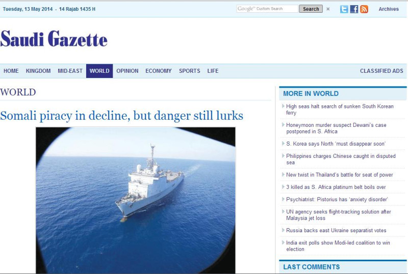 法新社昨(12)日的1則報導引述歐洲反海盜「亞特蘭大」行動(Atalanta)的資料，指出當地海盜最後1次挾持大船的事件發生在2012年5月。此後，他們仍舊對幾艘船隻發動過攻擊，但都未能成功奪船。圖片來源：翻攝自網路。   