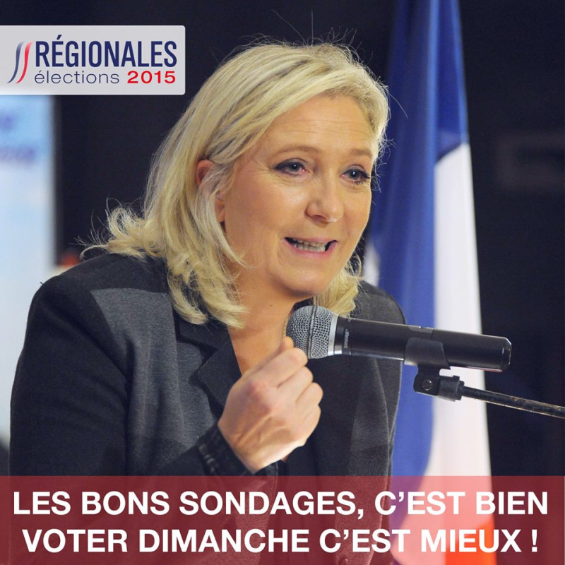 法國極右翼政黨「民族陣線」黨魁勒潘立場鮮明，部分選民很怕她上台。圖：翻攝瑪琳．勒潘臉書   