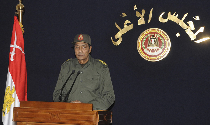 在經過4天的群眾街頭抗爭後，埃及軍事最高委員會（SCAF）主席譚他威（Hussein Tantawi）表示，軍事委員會同意加速改革進程。圖片來源：達志影像/路透社   