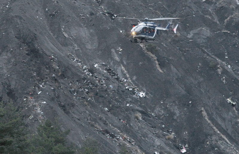 德國廉航Germanwings飛機墜毀在陡峭山區，搜救相當困難。圖片來源：達志影像/美聯社資料照片   