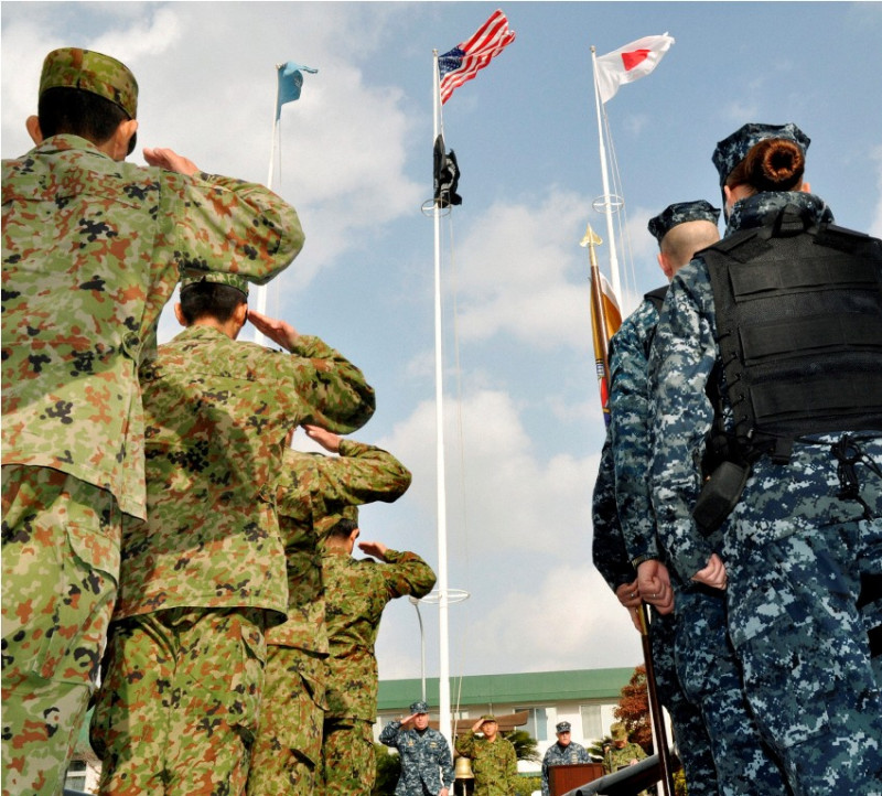 日本自衛隊與美軍3日起在日本各軍事基地以及周邊海域空域舉行為期8天的聯合軍事演習。圖片來源：達志影像/路透社   