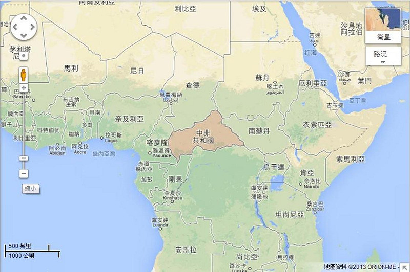 聯合國人權專家5日就中非共和國的人權狀況發出警告，稱該國的法治幾乎蕩然無存，濫用權利、有罪不罰已成常態。圖片來源：Google Map。   