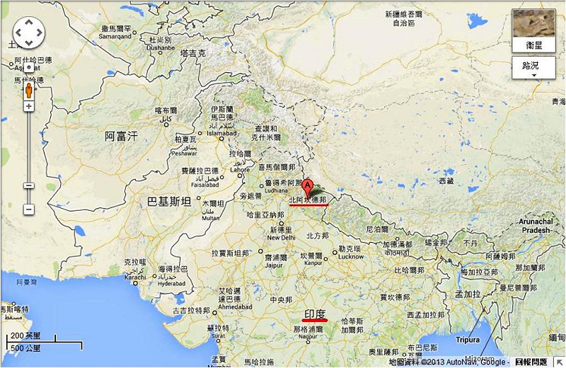 此次發生在印度北阿坎德邦(Uttarakhand)的水患，為印度40餘年來少見。該邦93%為山地，以農業為主，人口約1千萬，水災重創該州，各國已開始發揮人道救助精神，陸續提供賑災捐款。圖片來源：Google Map。   