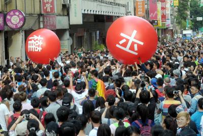 日本東京澀谷區政府將於3月首開先例提出承認同性伴侶關係的法案。圖為台灣同志團體也一直在為爭取婚姻平權而努力。圖：中央社資料照片   
