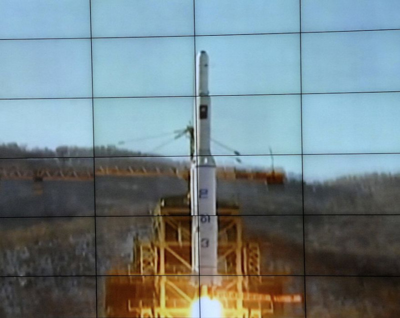 朝鮮12日不顧各國反對聲浪，發射火箭。圖片來源：達志影像/路透社。   