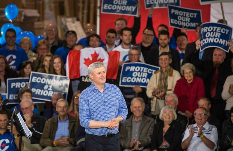 加拿大國會大選倒數，已經執政9年的現任總理哈珀打出經濟牌，爭取4度連任。圖：翻攝哈珀臉書   