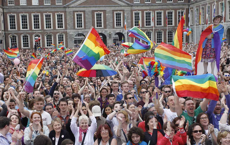 根據愛爾蘭22日出爐的修憲公投結果，有6成民眾都支持同性婚姻合法化。圖片來源：達志影像/美聯社   