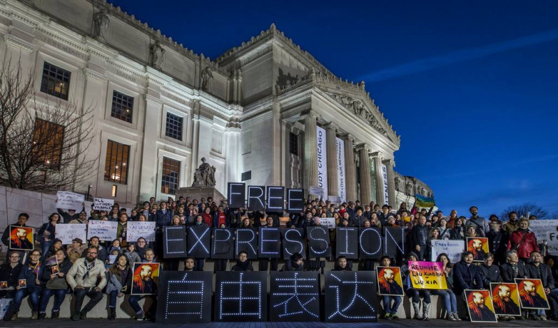 紐約作家團體美國筆會中心2014年曾發起集會，要求中國政府讓作家「自由表達」。圖：翻攝自PEN American Center臉書   