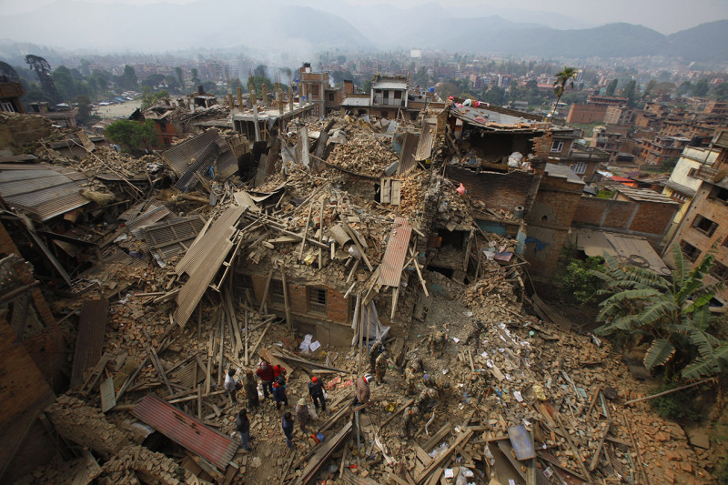 尼泊爾25日發生規模7.9強震，目前已造成至少2000人罹難。圖片來源：達志影像/美聯社   