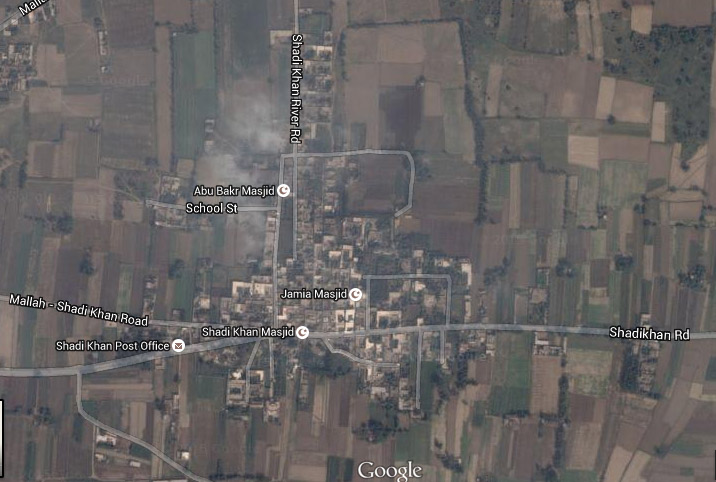 巴基斯坦北部阿托克地區村莊沙迪汗發生自殺炸彈攻擊，71歲的旁遮普省內政廳長哈薩達當場殉職。圖：翻攝google地圖   
