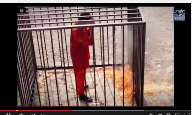 IS公布燒死約旦飛官影像，引爆全球怒火。圖：翻攝網路   