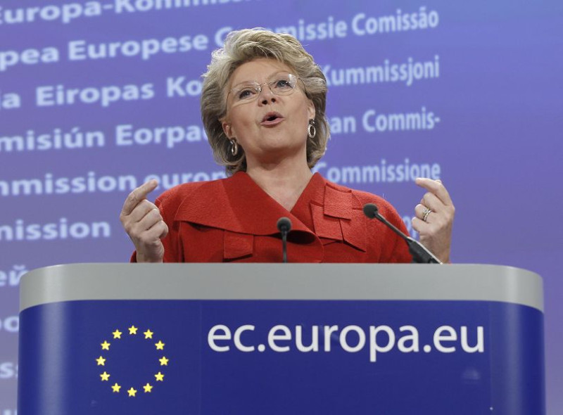 歐盟執委會今(14)日通過司法事務執委芮丁（圖）所推動的提案，規定在歐洲註冊的企業須於2020年前達成女性佔董監事比例40%的目標。圖片來源：達志影像/路透社資料照片。   