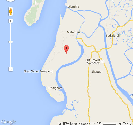 日本將於明年1月起，幫孟加拉在瑪塔巴瑞（紅色記號處）興建深水港。圖：翻攝網路   
