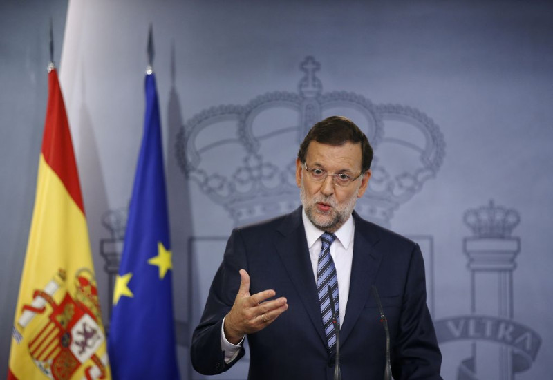 西班牙首相拉霍伊（圖）29日表示，加泰隆尼亞公投的目標和程序都不符合憲法，當局已訴請憲法法院，宣告加泰隆尼亞預定舉辦的獨立公投違法。圖片來源：達志影像/路透社   