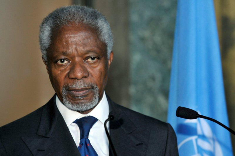 前聯合國祕書長安南(Kofi A.Annan)對聯合國支持他為調停所做的努力大感欣慰，他呼籲大馬士革能「正面回應」。圖片來源:達志影像/美聯社   