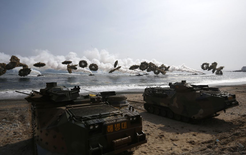 圖為韓國與美國聯合軍演。圖片來源：達志影像/路透社資料照片   