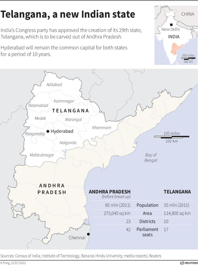 印度新州泰倫迦納(Telangana)將誕生！圖片來源：達志影像/路透社。   