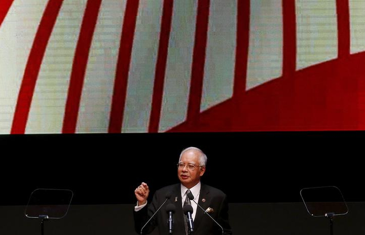 馬來西亞總理納吉布(Najib bin Abdul Razak)在東南亞國家聯盟高峰會開幕致詞。圖片來源：達志影像/路透社   