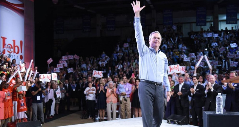 傑布．布希在曾主政的佛羅里達州宣布參選美國總統，現場湧入約3000名支持者。圖：翻攝自Jeb Bush推特   