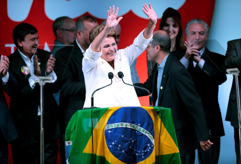 巴西總統大選，現任總統羅賽芙(Dilma Vana Rousseff)可望驚險連任。圖片來源：達志影像/路透社。   