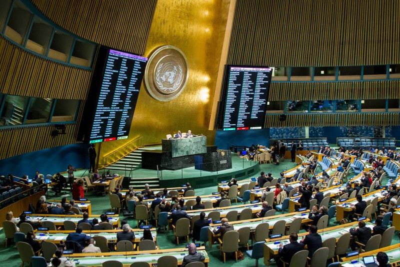 聯合國大會以119票贊成、19票反對、48票棄權通過決議，譴責朝鮮侵害人權。圖：翻攝聯合國臉書   