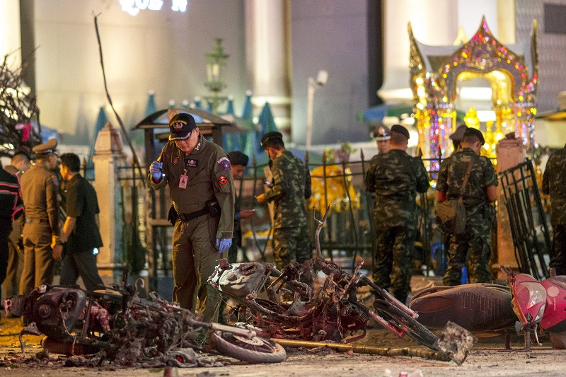泰國首都曼谷市中心17日晚間發生重大爆炸案，泰國警方推測可能與政治有關，目的是要製造混亂。圖片來源：達志影像/路透社資料照片   