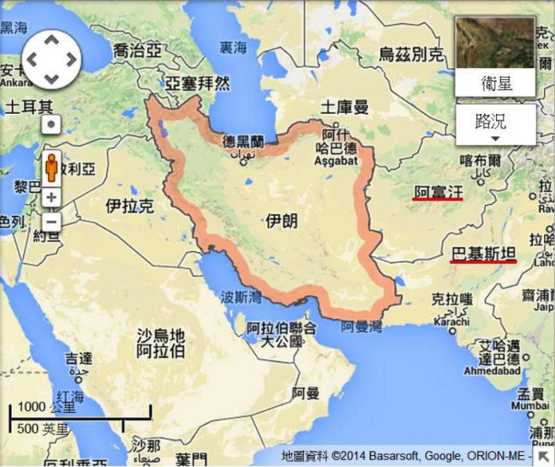 為解救該國被叛軍所抓的邊防軍，伊朗可能將派兵進入巴基斯坦與阿富汗。圖片來源：Google Map，新頭殼後製。   