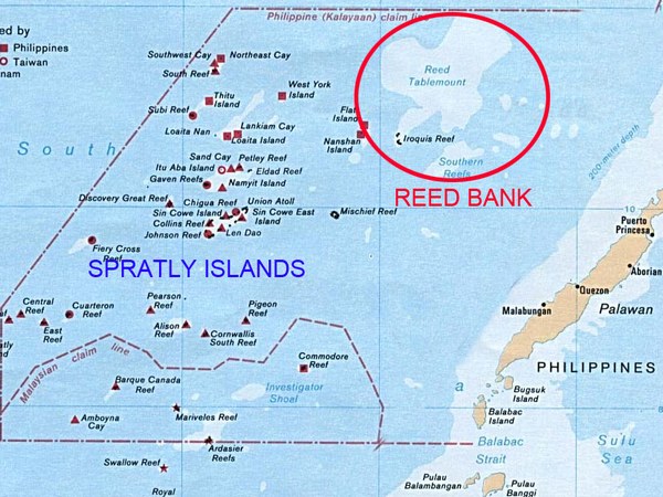 禮樂灘在菲律賓以西80-90海里（148-167公里）處，被馬尼拉政府視為200海里專屬經濟區（EEZ）範圍內的領土，但中國強調擁有禮樂灘海域的主權。圖：翻攝網路   