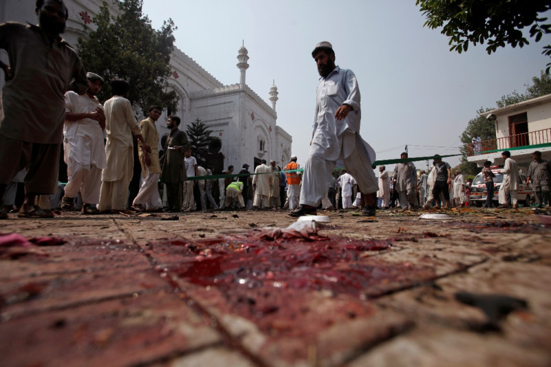巴基斯坦西北部城市白沙瓦(Peshawar)眾聖教堂(the All Saints Church)昨日遭到自殺攻擊，導致78人死亡、141人受傷。案發現場遍地血腥。圖片來源：達志影像/路透社。   