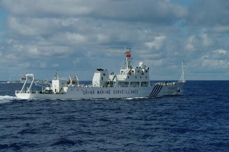 中國海監船15號，今早又在釣魚台附近海域巡航。圖片來源：達志影像/路透社資料照片。   