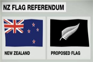 紐西蘭打算以公投的方式決定是否更換國旗。圖左為紐西蘭國旗，圖右為總理偏好的「黑底銀蕨」旗。圖：翻攝網路。   