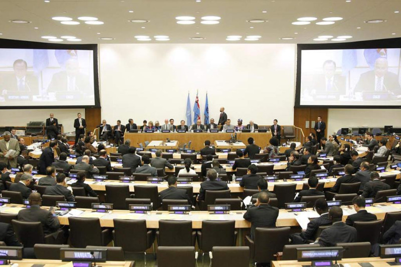 開發中國家所組成的「77國集團」主席交接儀式8日在紐約聯合國總部舉行。圖片來源：聯合國。   
