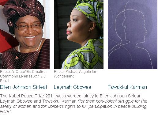 今年的諾貝爾和平獎由3位女性共享殊榮。圖片來源：諾貝爾官網   