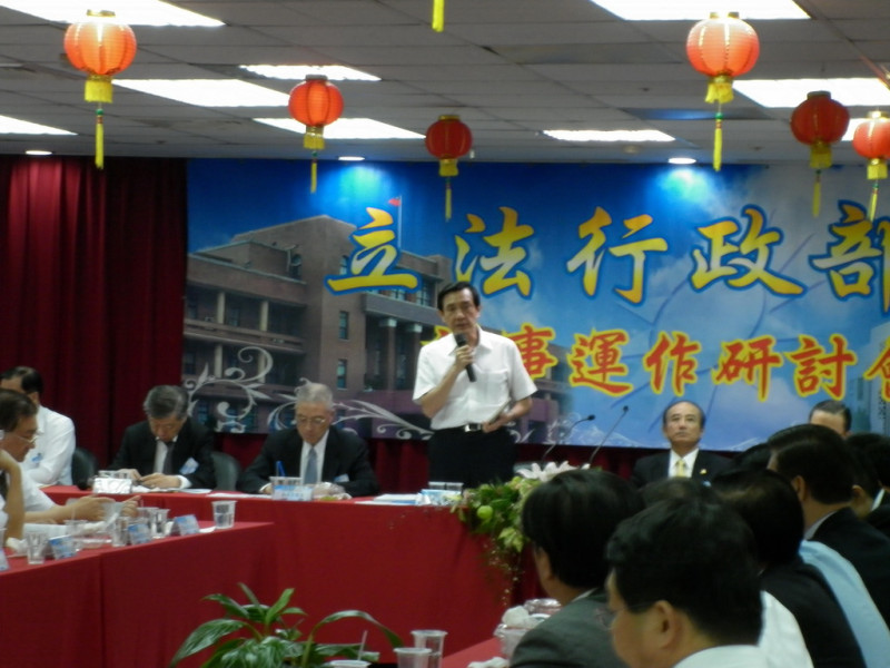中國國民黨今（23）日召開立法行政部門議事運作研討會，主席馬英九的談話，引發解讀不同的爭議。圖片：謝莉慧攝   