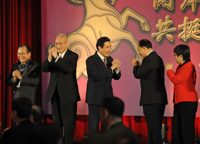 總統馬英九今(24)天中午出席海基會舉辦的台商聯誼活動。圖：中央社   