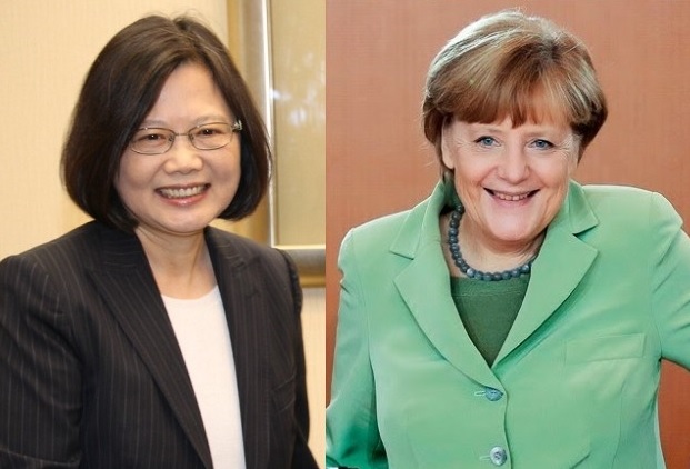總統蔡英文（左）曾在接受媒體訪問時提到，她所效法的對象是厲行財政緊縮、放棄核能的德國聯邦總理梅克爾（右）。   圖：新頭殼合成