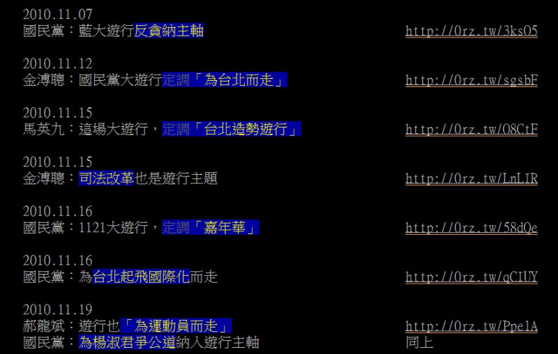 網友在PTT整理「懶人包」，要釐清藍營1121遊行主題。圖片：翻攝自網路   
