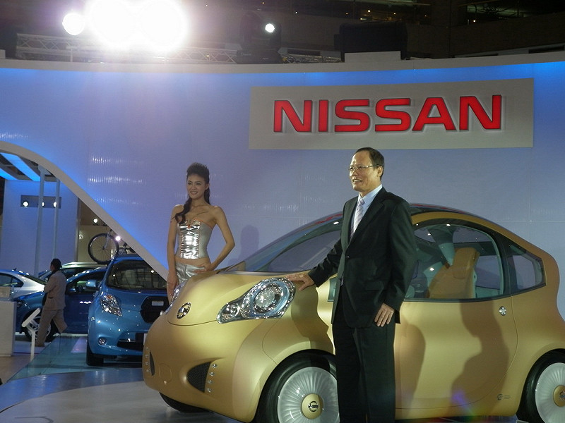 日產（Nissan）的太陽能充電車在台北車展亮相。圖片：謝莉慧/攝&nbsp;&nbsp;&nbsp;