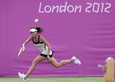 2012倫敦奧運中華隊網球選手謝淑薇（圖）28日跟中國選手彭帥進行女子單打，不敵彭帥遭到淘汰。圖片來源：中央社   