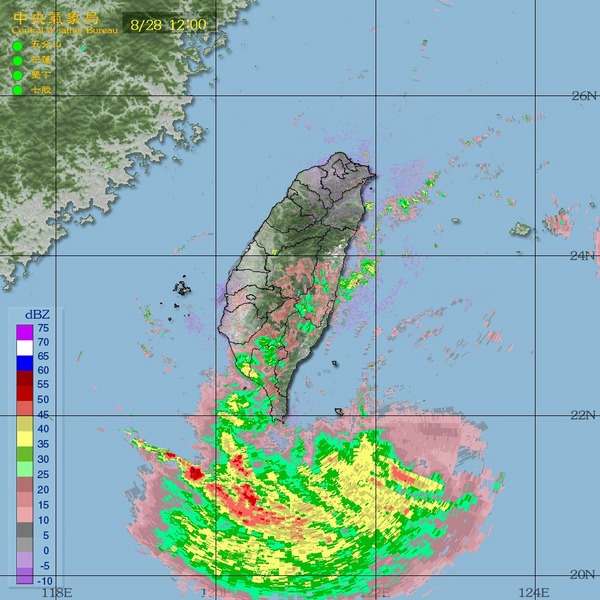 中央氣象局今（28）日上午11點30分已發布「康芮」的陸上颱風警報，並將宜蘭、花蓮納入陸上警戒範圍內。圖：翻攝自中央氣象局   