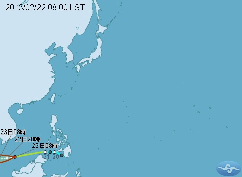 今年第2號颱風輕颱「珊珊」於今日上午8時形成，對台灣不會造成影響。圖：翻攝自中央氣象局   