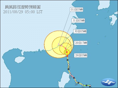 南瑪都颱風潛勢預測圖。圖片來源:中央氣象局   