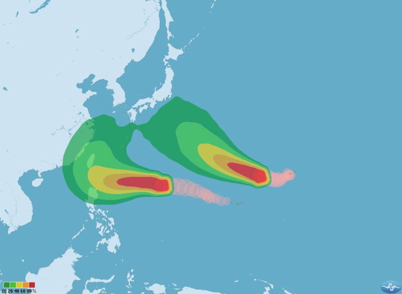 氣象局18日表示，天鵝颱風最快可能週二就變強颱；專家則指出，天鵝不會是蘇迪勒第二。圖：翻攝自氣象局官網   