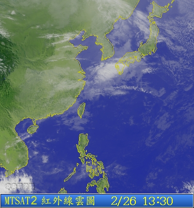 氣象局今(26)日表示，受到鋒面影響，北台灣天氣將轉壞。圖：翻攝自中央氣象局   