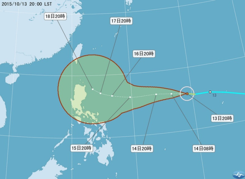 今年第24號颱風巨爵13日晚間8時形成，未來不排除影響台灣天氣。圖：翻攝中央氣象局官網   