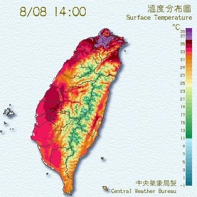 根據中央氣象局的資料顯示，台北市今日下午1點58分左右，氣溫飆至39.3度，創下台北氣象站設站117年以來的歷史紀錄。圖：翻攝自中央氣象局   