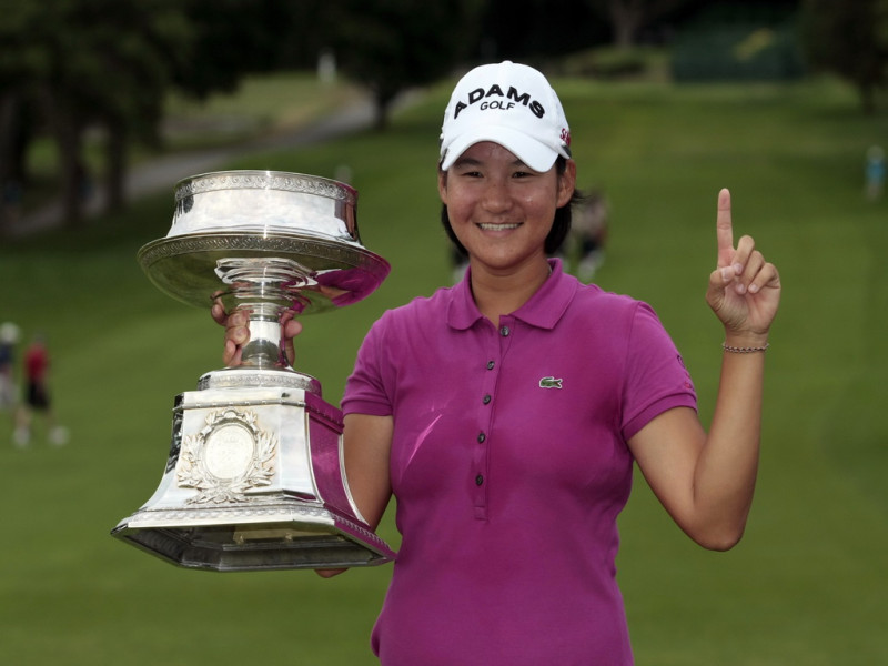曾雅妮26日（當地時間）在維格曼斯LPGA錦標賽贏得冠軍，以22歲之齡，成為職業高爾夫史上最年輕拿下4個大賽冠軍的得主。圖片來源：達志影像/路透社   