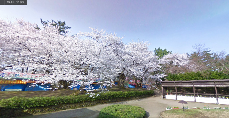 Google「最新街景熱搜景點排行榜」，台灣網友熱搜國外景點第1名為日本青森縣弘前公園。圖：翻攝自Google Map   