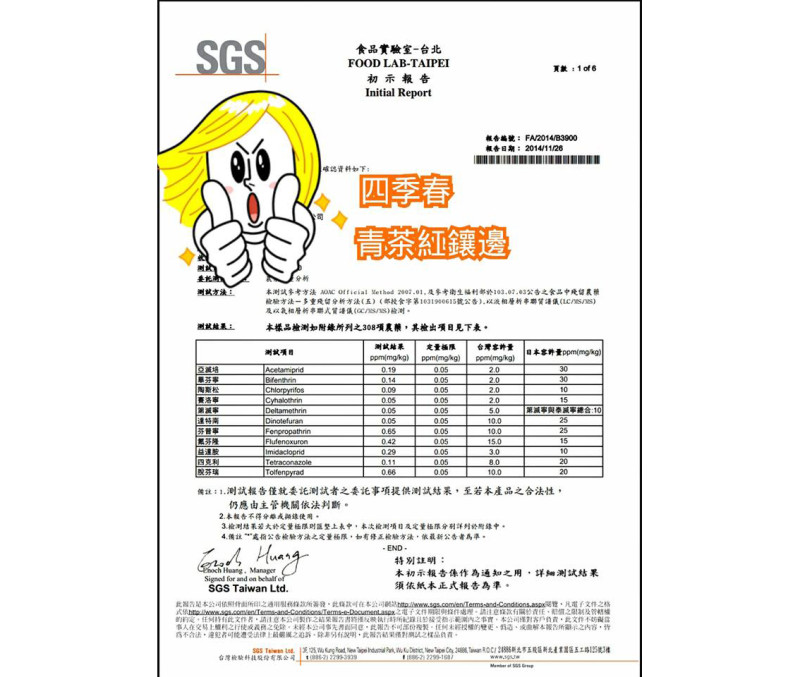 橘子工坊4月份時曾貼出SGS報告，強調產品沒有問題，不料，這次卻傳出農藥超標。圖：翻攝自橘子工坊臉書   